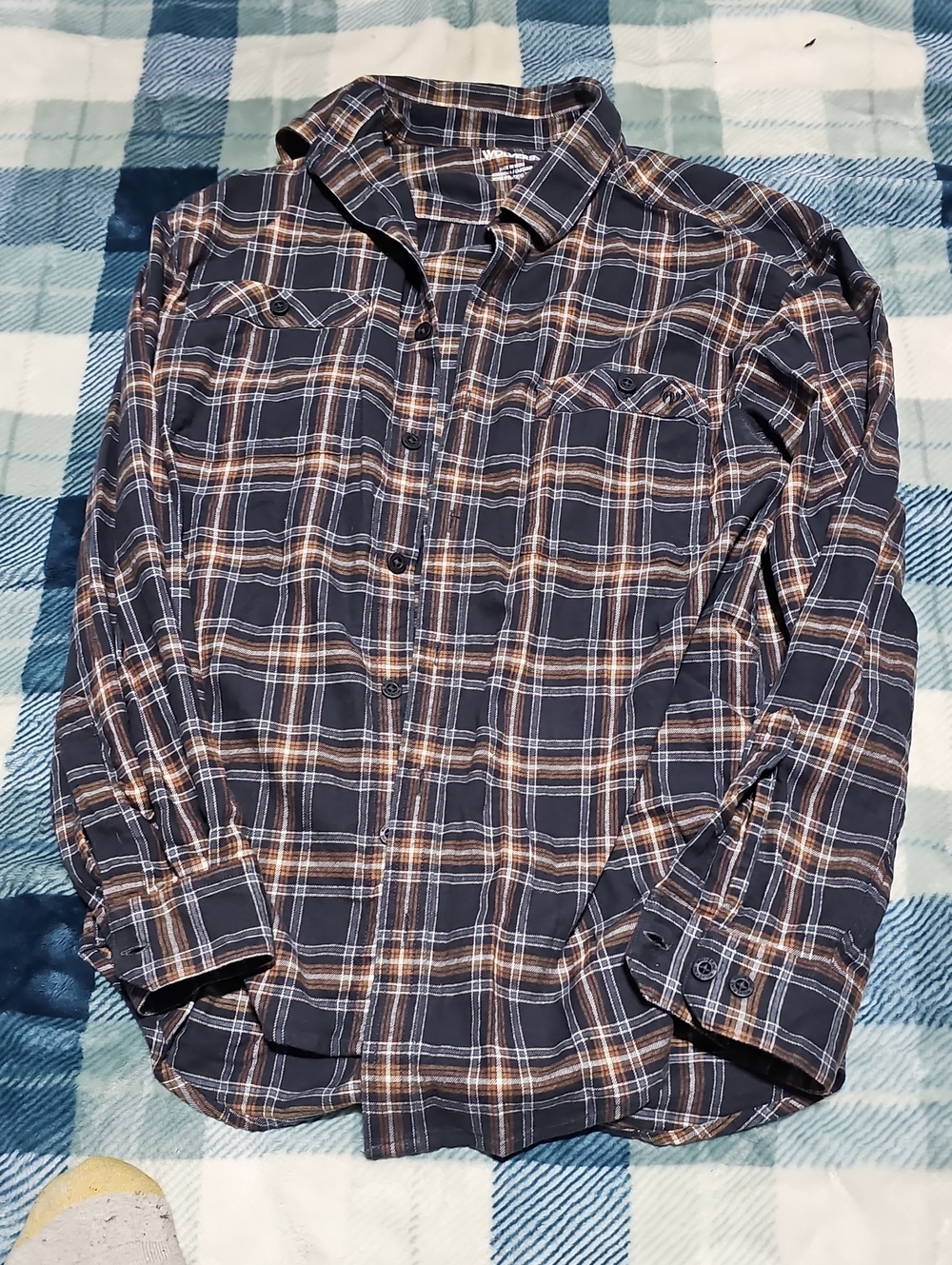 Wolverine Navy & Brown Plaid Button-Down Shirt